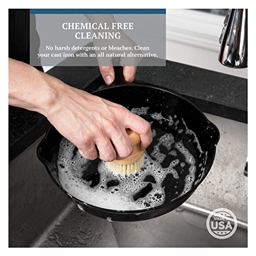 CLARK'S Small Scrub Brush and Cast Iron Soap | Maintain All Cast Iron and Carbon Cookware
