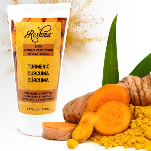 Reshma Beauty Turmeric Scrub, Dual Action Cleanser Face & Body Scrub, Gentle for All Skin Types and Dull Skin, Hydrating and Exfoliating, Enhances Natural Glow, Cruelty-Free, 5.07 oz, Pack of 1