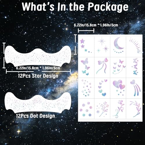 40pcs Glitter Freckles Face Tattoo, Holographic Face Glitter Sparkle Freckles Temporary Tatttoos for Women Girls, Waterproof Fake Freckles, Festival Rave Outfits Festival Decorations (Holographic)