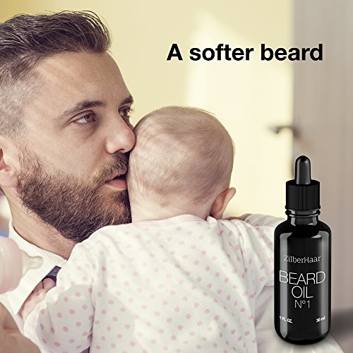 ZilberHaar Beard Oil ¢à1 - Pure, Organic Moroccan Argan and Jojoba Oil for Natural Beard Growth and Hydration - 1 oz - Free Beard Comb Gift