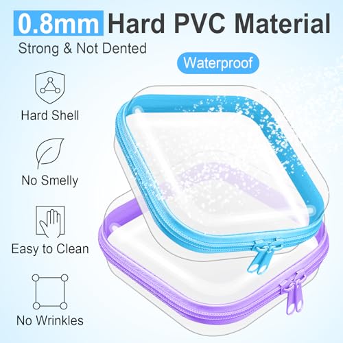 Hoolerry 4 Pcs Hard Clear Zipper Case Makeup Bags Plastic Zipper Pouch Transparent Storage Box Containers for Cosmetics, Snacks, Building Blocks, Puzzles(Clear,5 x 5 x 2 in,Multicolor)