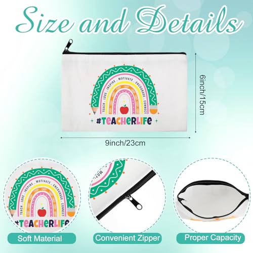 Saintrygo 28 Pcs Teacher Survival Kit Bags Teacher Appreciation Gifts in Bulk Rainbow Canvas Makeup Bags with Zipper Cosmetic Toiletry Bag Pouch Thank You Gifts for Women Christmas Travel Supplies
