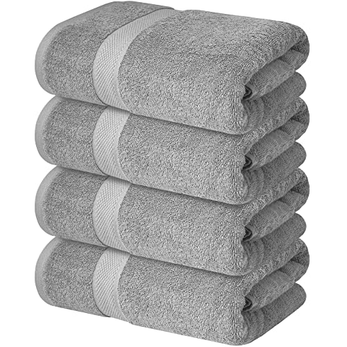 Infinitee Xclusives Grey Luxury Towel Set - 4 Bath Towels (27x54, 600 GSM) + 12 Washcloths (13x13) - Soft, Absorbent, Quick-Drying 100% Cotton Bundle for Bathroom, Gym, Spa, and Skincare Use