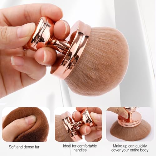2pcs Extra Large Body Makeup Brush For Self Tanner, Self Tanner Applicator Foundation, Oval Self Tanning Blend Brush Kabuki Brush, Tan Legs Arms Face Body (Rose Gold)