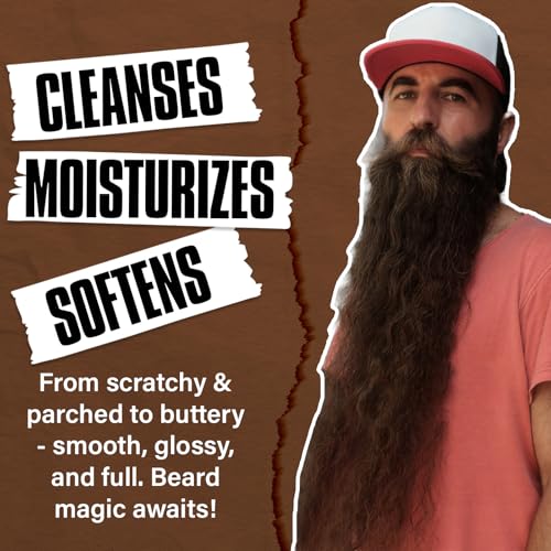 Beard Wash and Conditioner & Silicone Beard Brush Set w/Argan & Jojoba Oils - Reduce Beard Itchy, Dandruff, Beard Shampoo, Softens & Strengthens & Shine - 2 x 4 Fl Oz 120ML