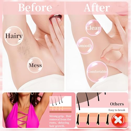 Chulan Waxing Beads, 400g Hypoallergenic No Rosin Spa Hard Wax Beads for Sensitive Skin Hair Removal, Wax Beans for Coarse, Brazilian Waxing, Facial, Bikini, Legs, Armpits Women Men Home Pink