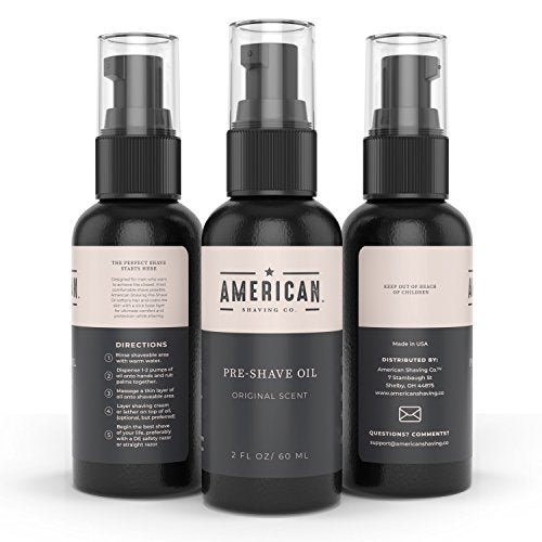 Pre-Shave Oil for Effortless, Smooth & Irritation-free Shave, For Men¡¯s Skin Care Natural Handcrafted Blend Argan & Jojoba Oil, Protects Razor Burn, Premium Pre-Shave Oil by American Shaving Co - 2 Oz
