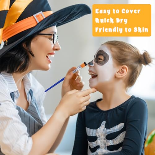 Halloween Black and White Face Paint Kit - 7pcs Large Capacity Facepaint for Adult Clown SFX Zombie Special Effects Makeup With Brushes & Sponges