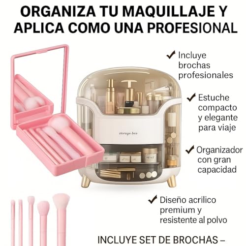 1 Pc Makeup Organizer, Bathroom Countertop comes with a makeup brush case that includes a small mirror, Vanity Makeup Organizer, Makeup Storage Organizer, Cosmetic Organizer.