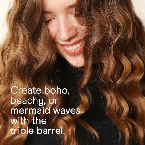 Infiniti PRO CONAIR Triple Barrel Waver Curling Iron, 3-Barrel Hair Waver to Create Long-Lasting Beachy Waves, for use on Medium to Long Hair, Dual Voltage, Gray
