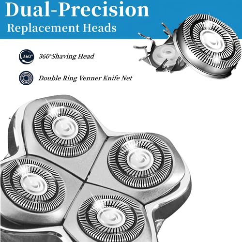 Shaver Head Replacement Blade for Skull Shaver Pitbull Gold Silver Platinum PRO Shaver Replacement Blade 4 Head,Replacement Heads Compatible with Pitbull Skull Shaver Replacement Blades,8 Packs.