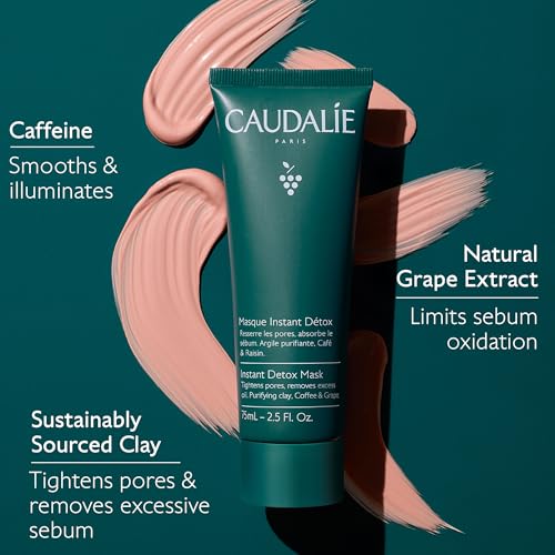 Caudalie Instant Detox Mask Pore Minimizing - Visibly Eliminates Excess Sebum and Visibly Tightens Pores in as Little as 10 Minutes