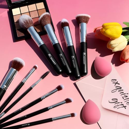 BEAKEY Makeup Brush Set Professional & Makeup Brush Drying Rack,Makeup Brush Holder - Black
