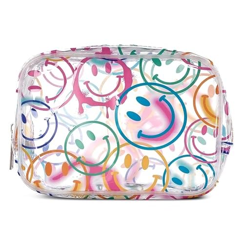 iscream 7" x 5" Bold Print See-Through Zippered Cosmetic Bag - Smiles Everywhere