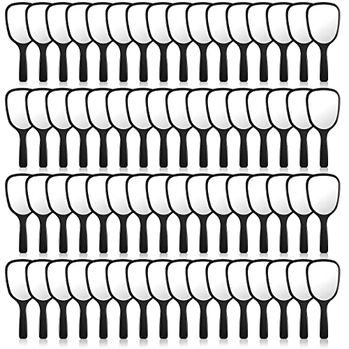 Namalu 60 Pcs 7.08 x 3.14 Inch Hand Handheld Mirror with Handle Plastic Compact Travel Makeup Cosmetic Mirror Small Personal Portable Hand Held Mirror for Home Vanity Camping (Black)