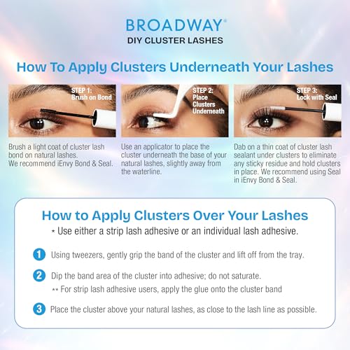 Broadway Lash Clusters, 112 pcs Mapped Trendy False Eyelashes, Customizable DIY Individual Lash Extensions for Beginners, Lightweight & Comfortable Wide Band, Great for Everyday Glam (Pack of 2)