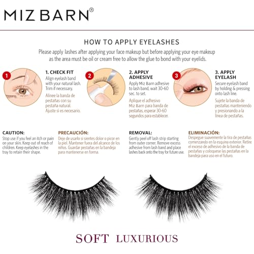 Miz Barn Products 3D Cashmere Dramatic Fluffy Wispy Handmade Reusable False Eyelashes Volume Soft Strip Lashes Multipack 5 Pairs Multi-layered Effect Eyelashes (CG211)