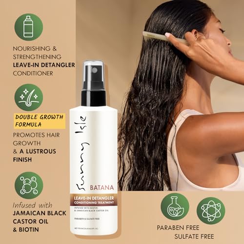 Sunny Isle Batana Leave-In Detangler Conditioning Treatment 8oz Infused with Biotin and Jamaican Black Castor Oil