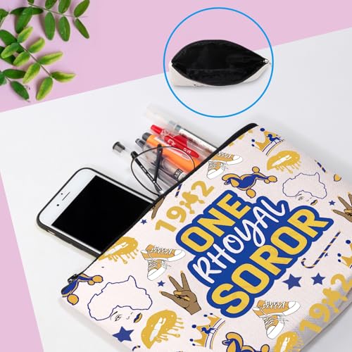 GJTIM Sisterhood Sorority Paraphernala Gift Sorority Sister Gift Greek Sorority One Rhoyal Soror Zipper Pouch Pretty Poodle Blue And Gold Makeup Bag (One Rhoyal Bag)