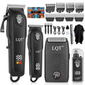 Hair Clippers for Men, 4-Piece Professional Grooming Kit Includes Hair Clipper, LED Power Display,Detail Trimmer and Nose Trimmer, Complete Cordless Set for Home Barber Use (Black)