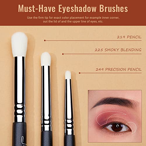 Jessup Eyeshadow Brushes T340 with Foundation Brush+ Makeup Sponge T881