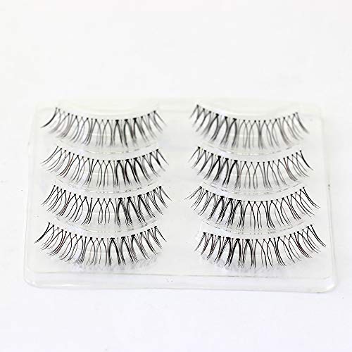 Black & Brown Mixed Strip Lashes?Reusable 15 Times, Ultra-Thin Band for Small/Monolid Eyes, Realistic 2-Tone Blend for Daily Natural Look 4-Pair