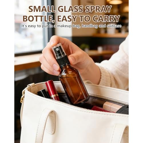 KEYWING 36 Pack Small Amber Glass Spray Bottles for Essential Oils, 2oz Empty Fine Mist Mini Spray Bottles, Refillable Containers for Hair, Travel, Plants, Cleaning, Skin Care