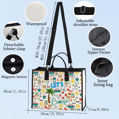 LEVLO Cruise Vacation Cosmetic Make Up Bag Summer Beach Vacation Gift Let's Cruise Makeup Zipper Pouch Bag For Friend Family (Let's Cruise LT)