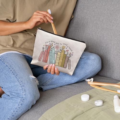 Book Lovers Makeup Bag, Gifts for Readers, It's a Good Day to Read a Book Cosmetic Bag