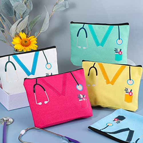 Sabary 20 Pcs Nurse Makeup Canvas Bags Bulk Nurse Appreciation Gifts Nursing Thank You Cosmetic Bag with Zipper Travel Work Accessories Pouch for Nurses Week Party Favors