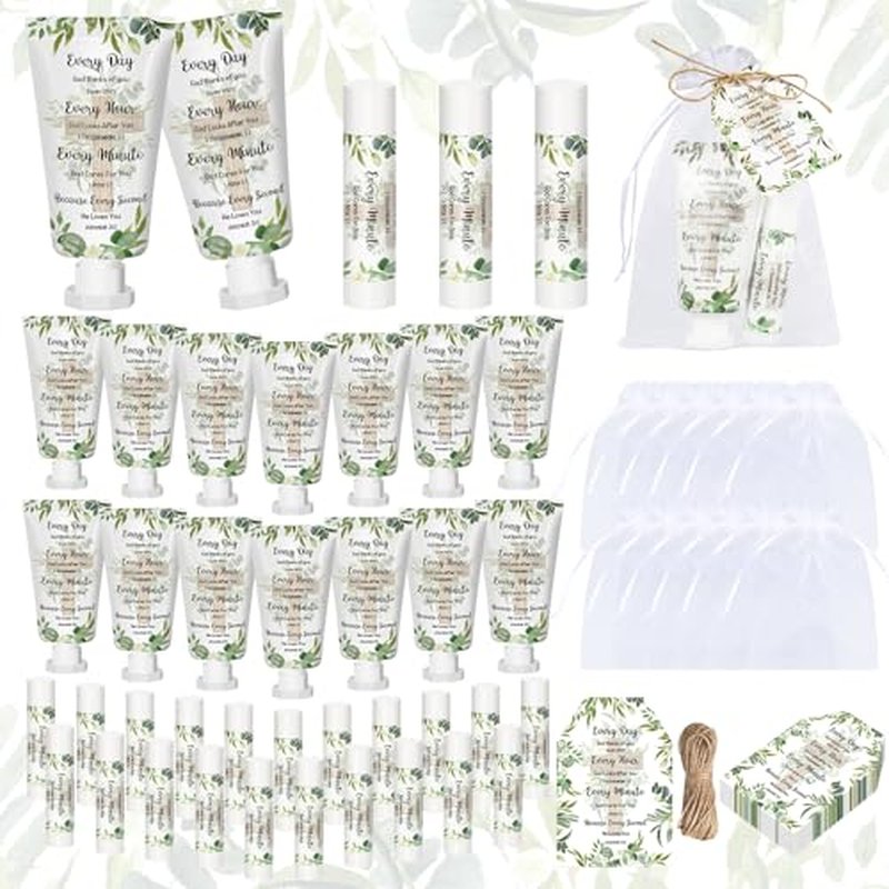 24 Sets Christian Hand Cream and Lip Balm Gift Set Bible Verse Cross Travel Size Hand Lotion Lip Balm Bulk with Organza Bags Tags for Women Wedding Bridal Baby Shower Christmas Holiday