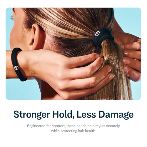 Gimme Beauty Medium Hair Bands Seamless Nylon - Low Profile Hair Accessory - Snag Free Tie for Firm, Lasting Hold - Soft, Non-Slip Ponytail Holder for Women - Pink, Burgundy, & Blonde, 12 Pack