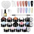 3D Gel Nail Art Kit-Solid Builder Gel for Nails 3D Sculpting Carving Building Modeling Hard Extension for Beginner DIY Salon at Home Cured Needed