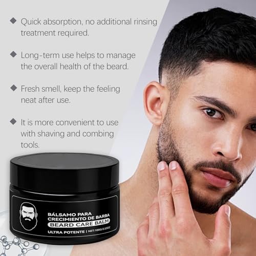 Estimulante Para Barba, Apolo Cosmetics Para Barba, Ultra Potente B?lsamo de Crecimiento, New De Barba, Stimulating Beard Moisturizes & Strengthens Facial Hair for Men, 100ml / 3.5oz