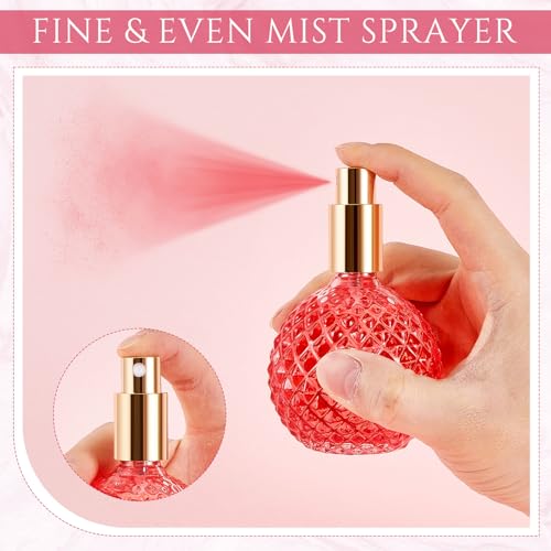 8 Pack 100ml Glass Perfume Bottles Retro Empty Perfume Bottle Refillable Decorative Fine Mist Spray Bottles for Women Atomizer Sprayer with Refill Tool for Travel (Pink)