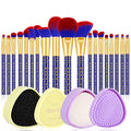 Docolor 19Pcs Bastet Cat Makeup Brush Set + Makeup Brushes Cleaner Set,Premium Synthetic Kabuki Foundation Blending Rainbow Make Up Brush Set with Solid Soap Cleanser & Color Removal Sponge