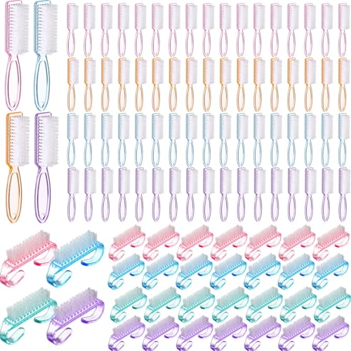 Patelai 100 Pcs Handle Grip Nail Brush Bulk Colorful Nail Scrubber Fingernail Brushes Hand Toes Cleaning Brushes Pedicure Scrubbing Tool for Men and Women, Multicolor Brush