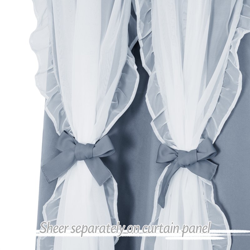 Double Layer Blackout Curtains for Living Room Noise Insulation - Set of 2