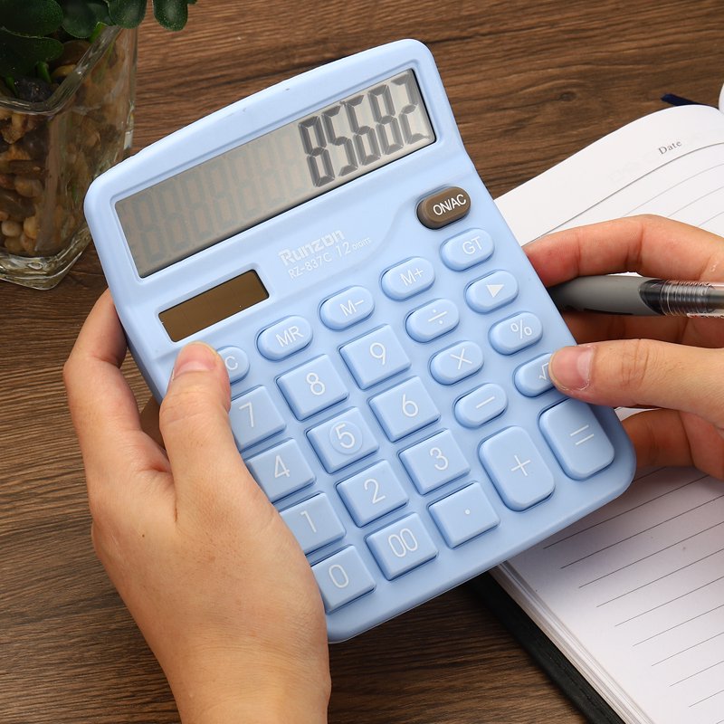 Large LCD Desktop Calculator - 12 Digit Solar & Battery Power, Office & School Use