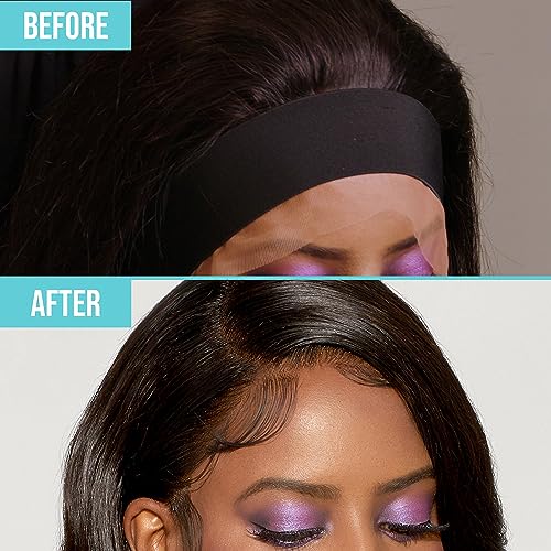 KISS COLORS & CARE Premium Perfect Melt Silicone Elastic Fashion Edge Wig Band, Adjustable Hook & Loop Tape Fastener, One Size Fits All, No Glue, Tape, or Clips, 1 1/8"- Style ¡®HUG ME¡¯ (Pack of 2)