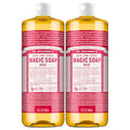 Dr. Bronner's Pure-Castile Magic Liquid Soap (Rose, 32 Ounce, 2-Pack)- Made with Regenerative Organic Certified Oils, 18-in1 Uses: Face, Hair, Hand & Body Soap, Laundry, Pets- Concentrated, Vegan