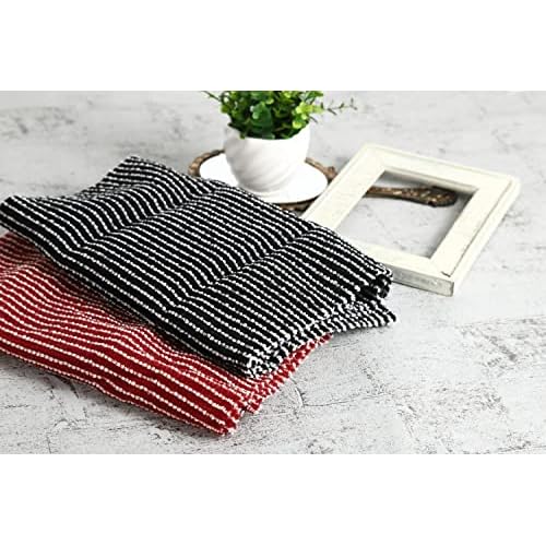 Exfoliating Washcloth [Made in Japan] Extra Long Exfoliating Towel Special Texture Makes Fluffy Foam Lather, Back Scrubber, Dead Skin Cell Remover, Loofah for Women and Men (2pcs Set(Black, Red))
