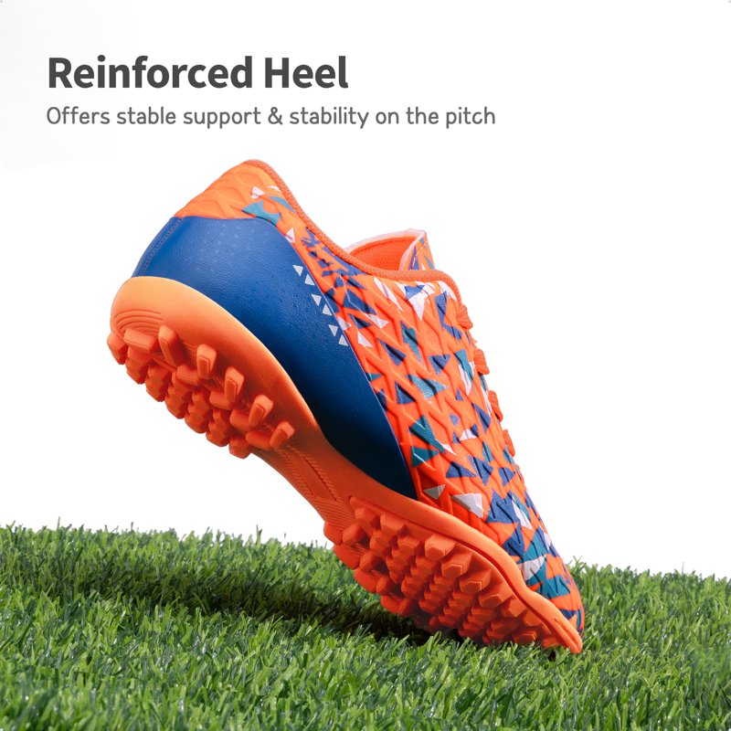 Dream Pairs Kids Turf Cleats - Lace-Up Indoor Soccer Shoes (11, Orange/Blue)