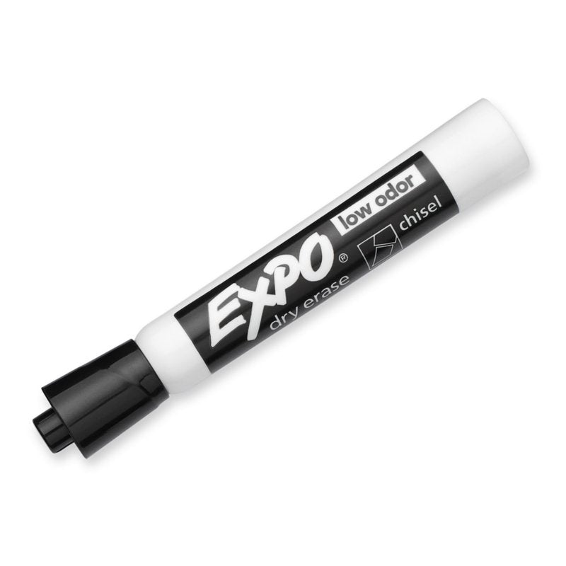 Dry Erase Markers with Chisel Tip - Black, Low Odor, 4 Pack