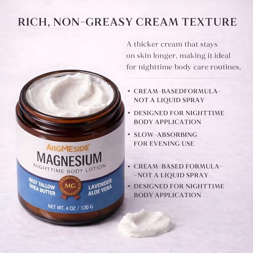 Magnesium Lotion for Sleep ? Relaxing Nighttime Magnesium Lotion with Tallow, Shea Butter & Aloe Vera, Gentle for Adults & Kids