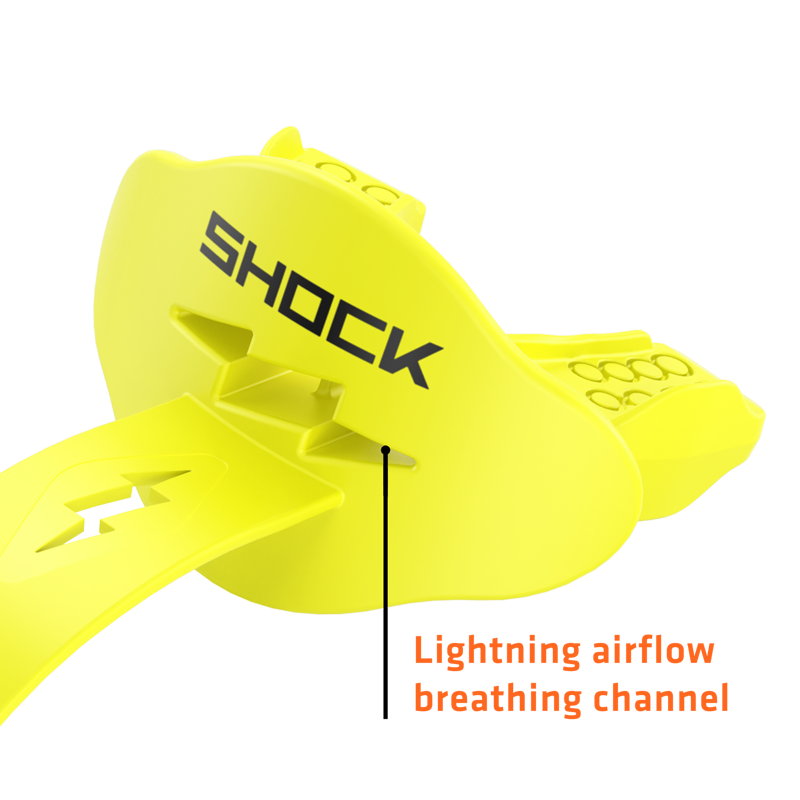 Football Lip Guard Shock Doctor Bolt Neon Yellow OSFA - Secure Fit & Breathable