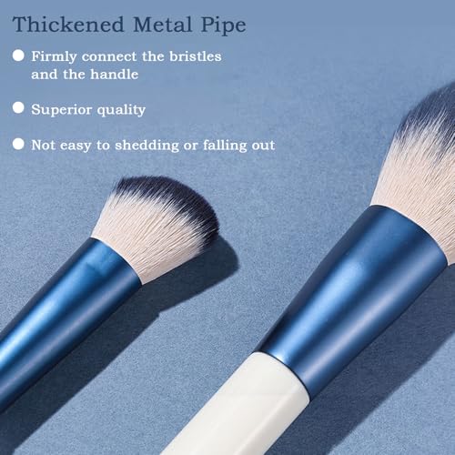 Makeup Brushes 10pcs Make Up Brush Set Premium Synthetic Foundation Concealers Eye Shadows Makeup Brush Kit Make Up Tool with a Triangle Powder Puff & Travel Bag