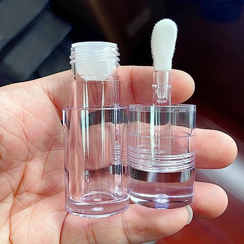 8-Piece Lip Gloss Tubes with Wand, Refillable 5.5ml Lip Balm Bottles, Transparent Containers with Rubber Stoppers for DIY Lipgloss