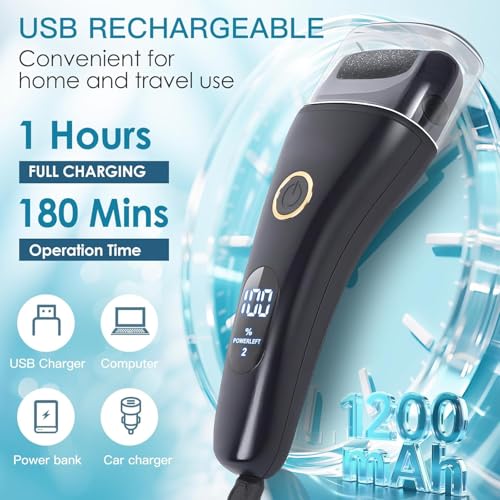 2 Pack Electric Foot File Callus Remover for Feet - Larger Grinding Head&3Speed, Pedicure Kit Foot Scrubber Dead Skin Callus Remover, Foot Care Kit Pedicure Tools for Callus Hardskin Dry Cracks