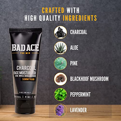 BAD ACE Moisturizer Bundle | Face Moisturizer for Men | Korean Skin Care, Men's Face Care Kit | Vitamin & Charcoal Men's Moisturizer Set